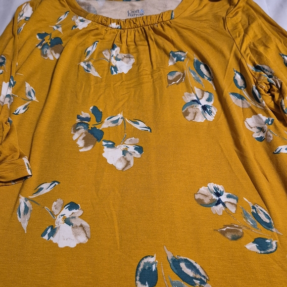croft & barrow Tops - Croft & Barrow XL Bohemian Yellow Floral Blouse